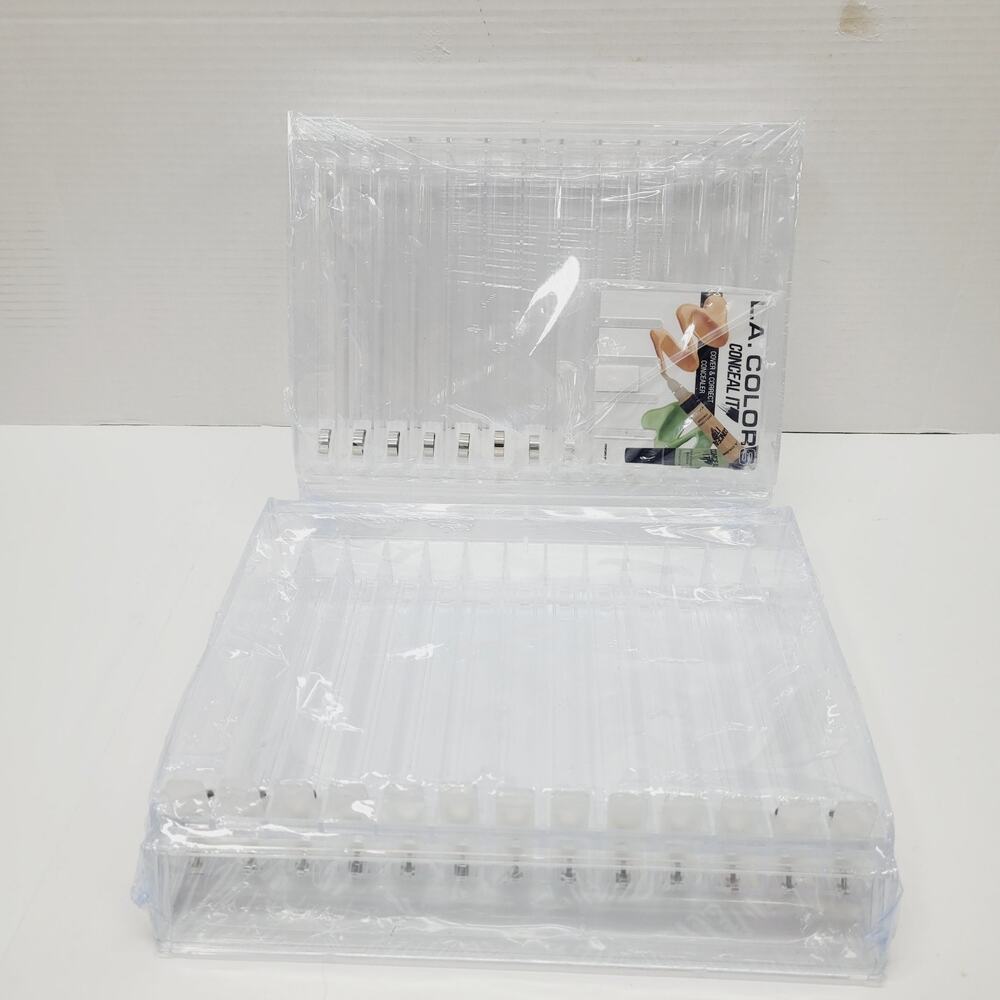 Cosmetic Retail Display 13 Slot Clear Shelf Pusher NEW Commercial Shelving 2 Set